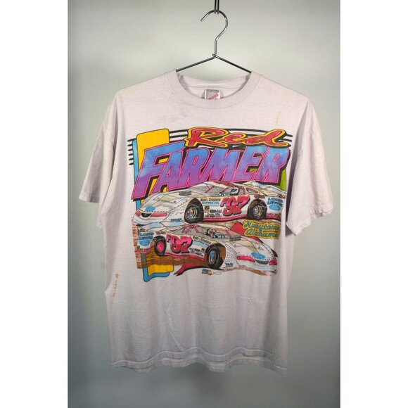 Vintage Jerzees F97 Red Farmer Hueytown, Alabama Tee Shirt L Made in USA - Picture 1 of 8